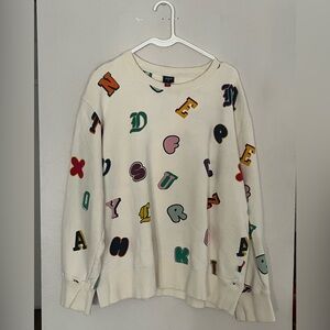 Rowing Blazers Multicolor Letter Print Unisex Sweater Runs Big